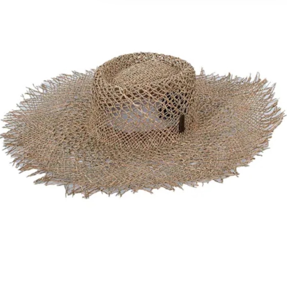 HURLEY Tan Wide-Brimmed Sun Lisbon Straw Hat with Natural Weave NWT - Picture 8 of 16